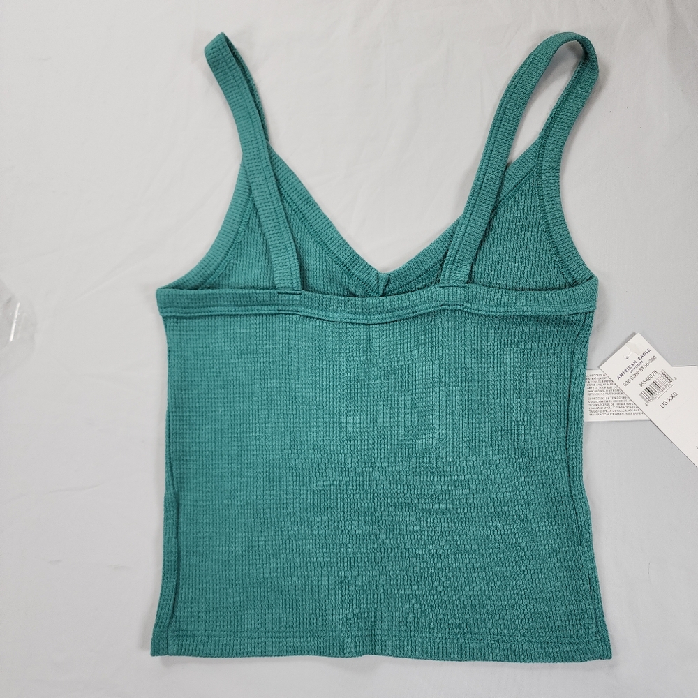 American Eagle Outfitters Textured Knit Cami Tank Teal Green Size XXS - Picture 2 of 9